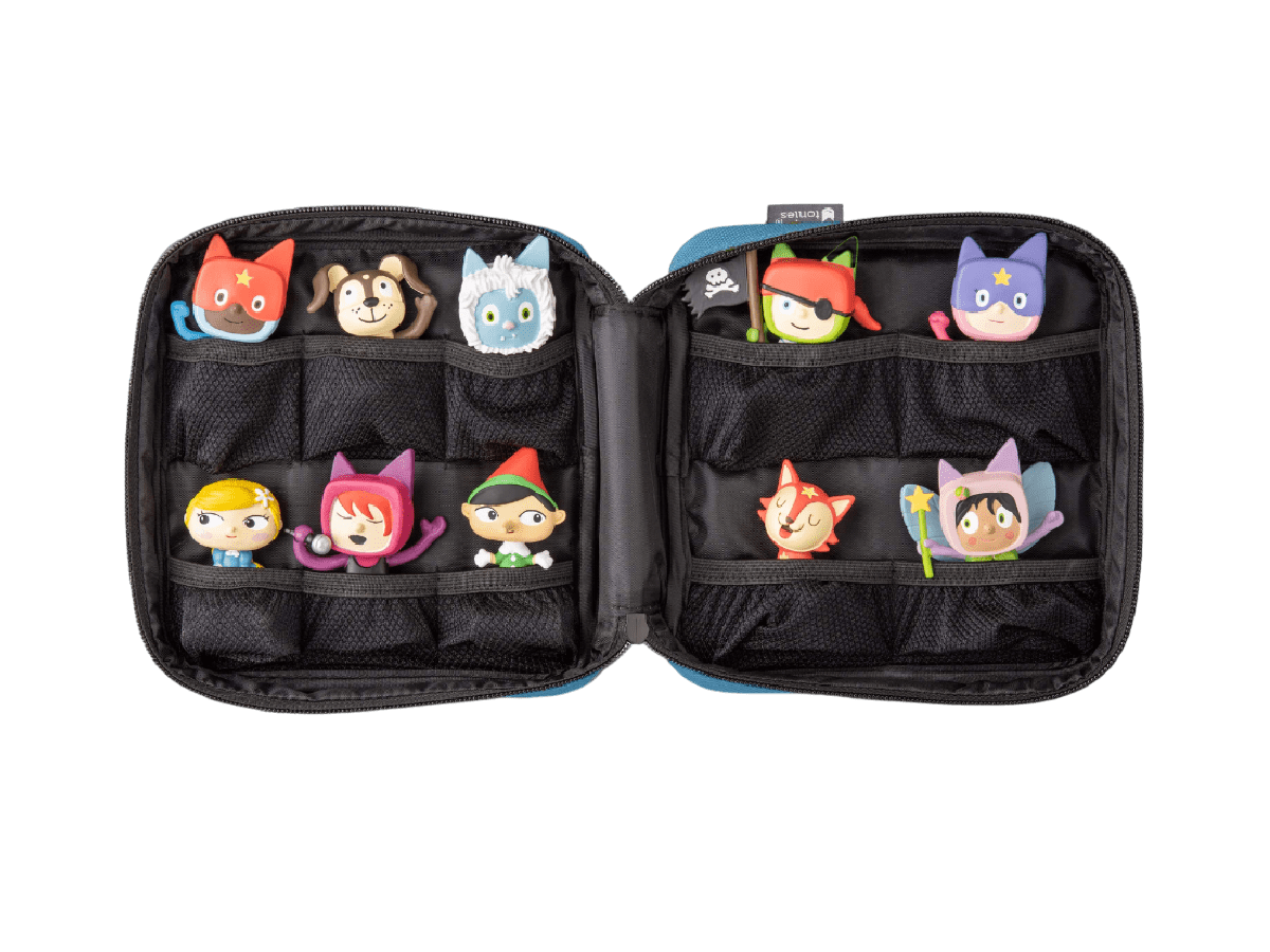 Interior of Light Blue Carrying Case with Tonies