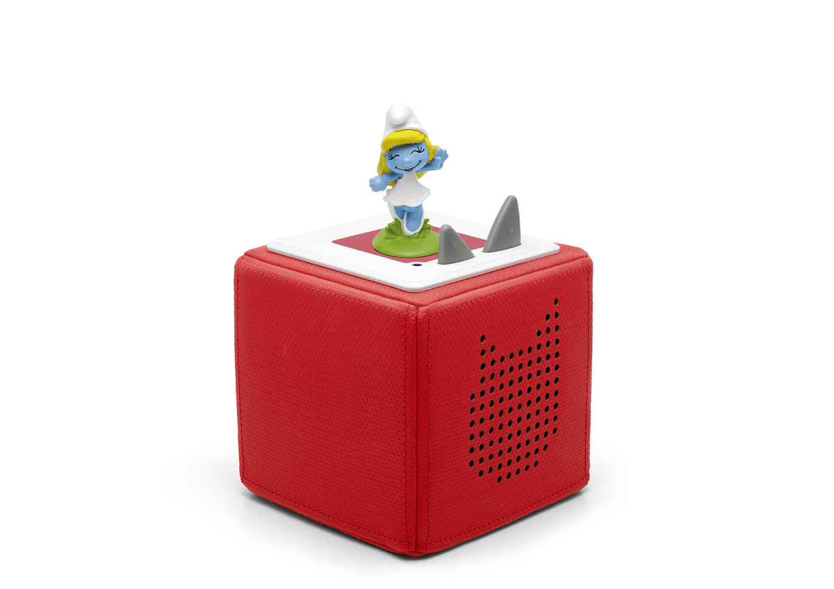 Les Schtroumpfs: La grande Schtroumpfette Tonie on a red toniebox