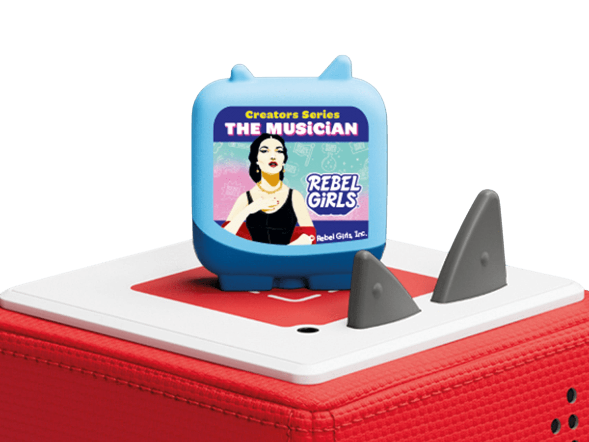 Rebel Girls Creators Series Clever Tonie on a Red Toniebox