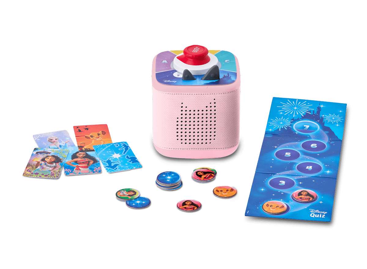 Disney game bundle with pink Toniebox 2, tonieplay controller and disney tonieplay game