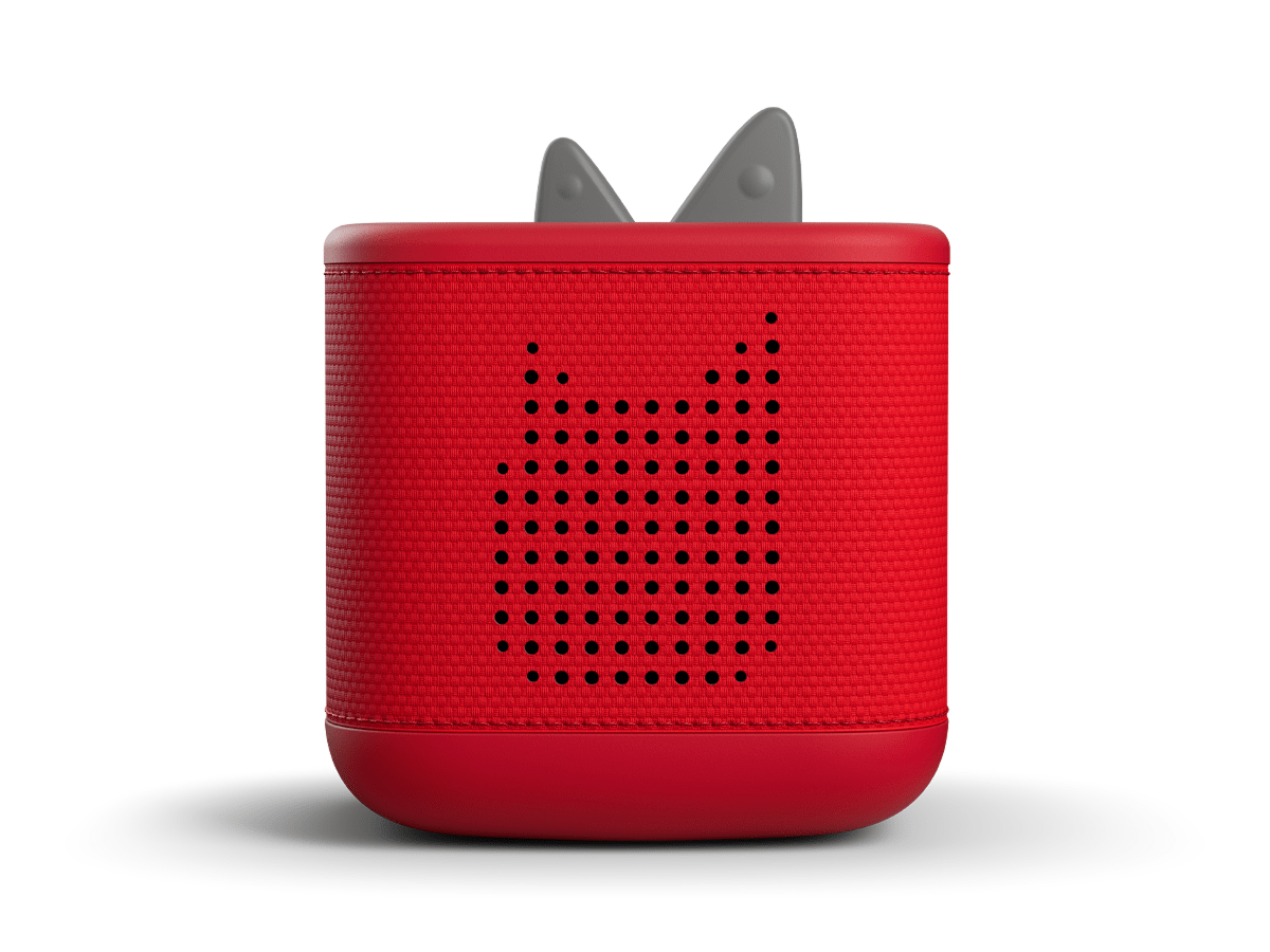 front view of sunset red toniebox 2