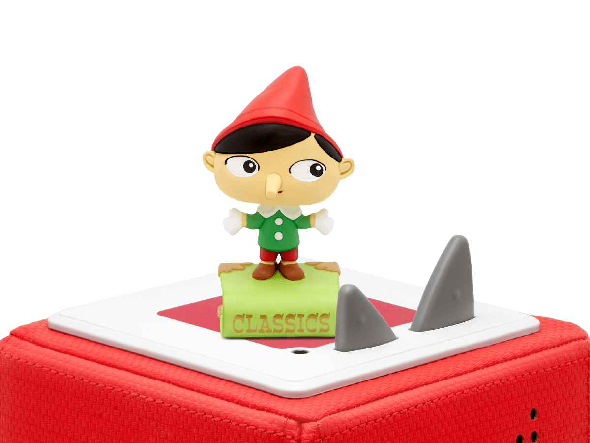 Favorite Classics: Pinocchio & Other Classic Stories Tonie on a red Toniebox