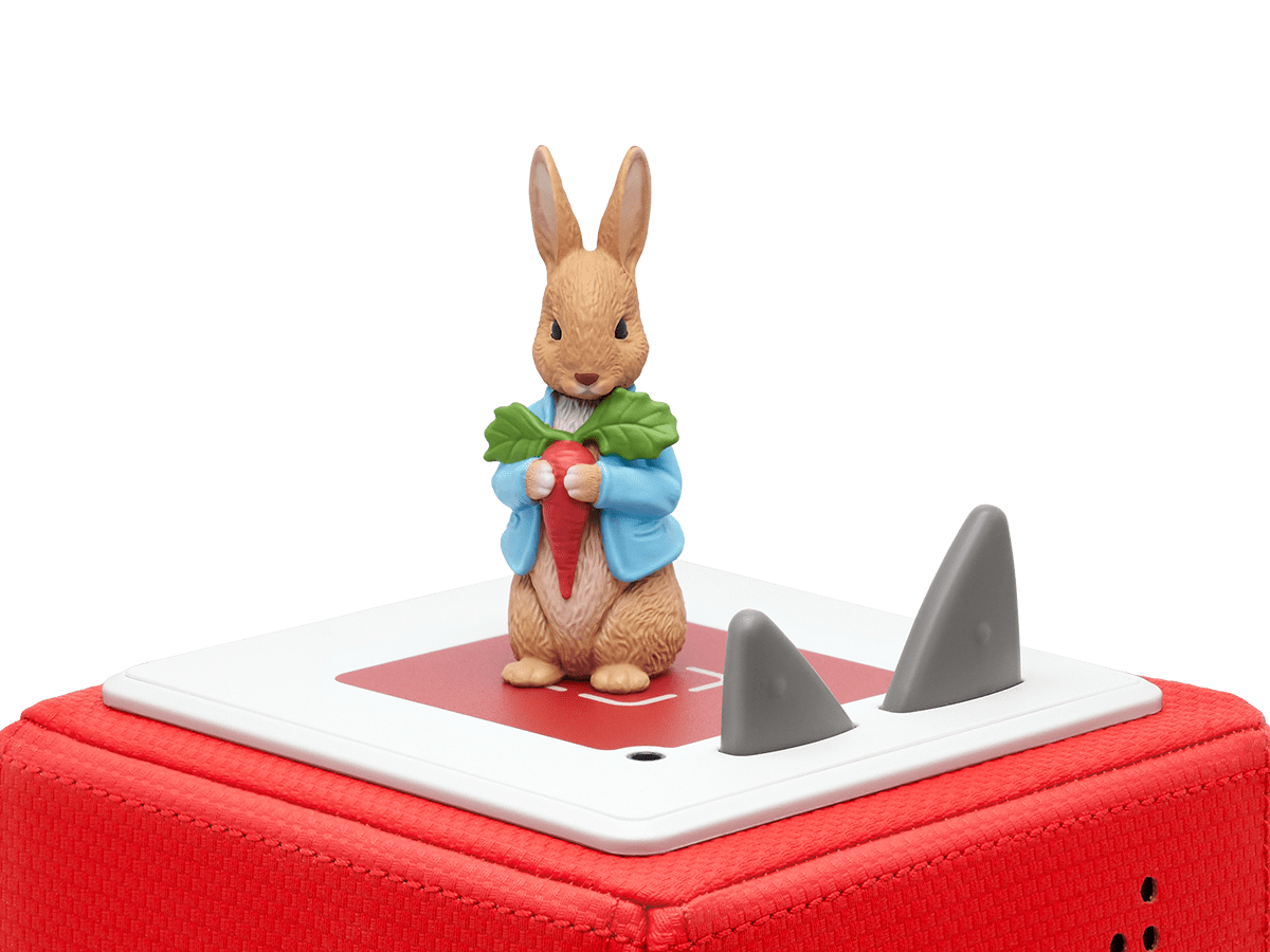 Peter Rabbit Tonie on a red Toniebox