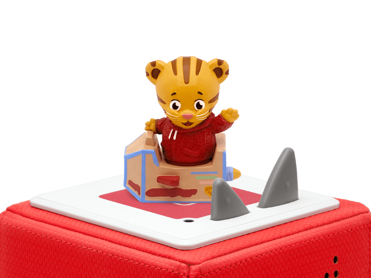 Daniel Tiger's Neighborhood Tonie on a red Toniebox