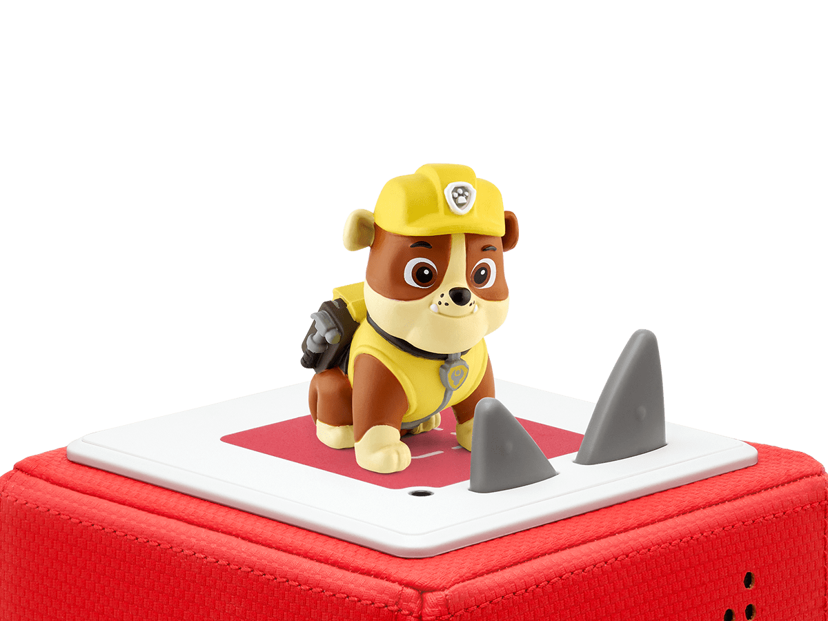 PAW Patrol: Rubble Tonie on a red Toniebox