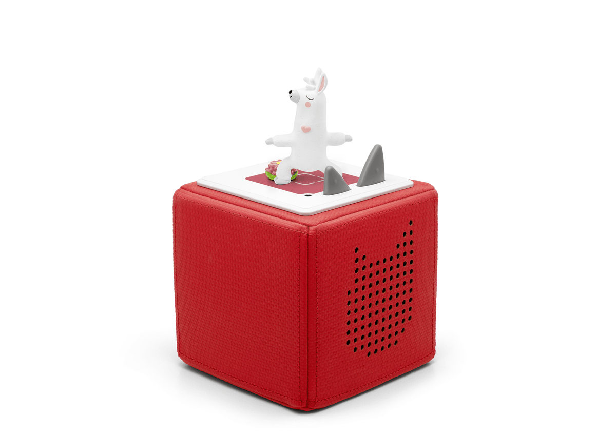 Full view of Mindfulness: Yoga with Sara the Llama Tonie on a red toniebox