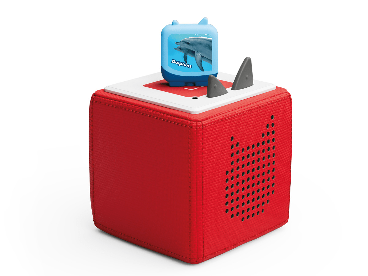 Full view of a Marine Life Clever Tonies on a red Toniebox