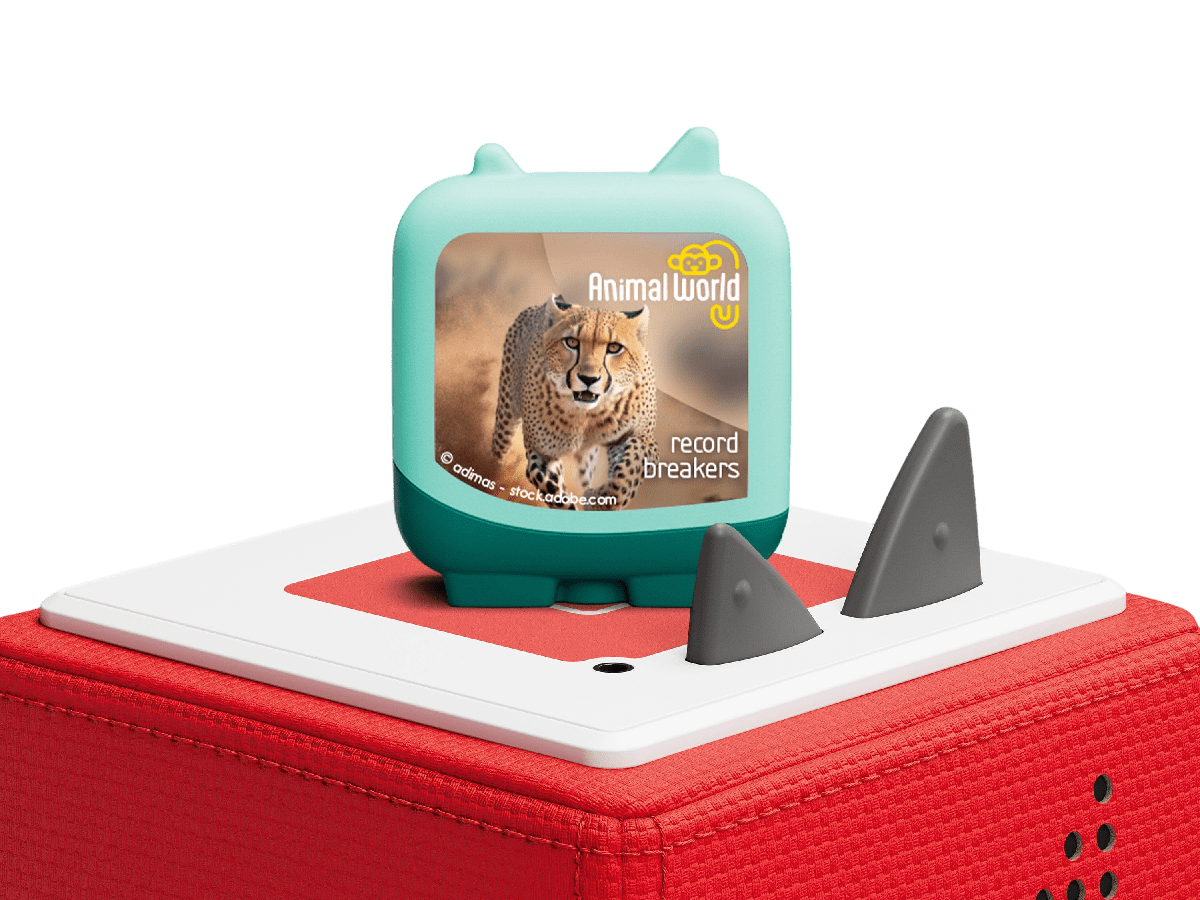 Animal World Record Breakers Clever Tonie on a Red Toniebox