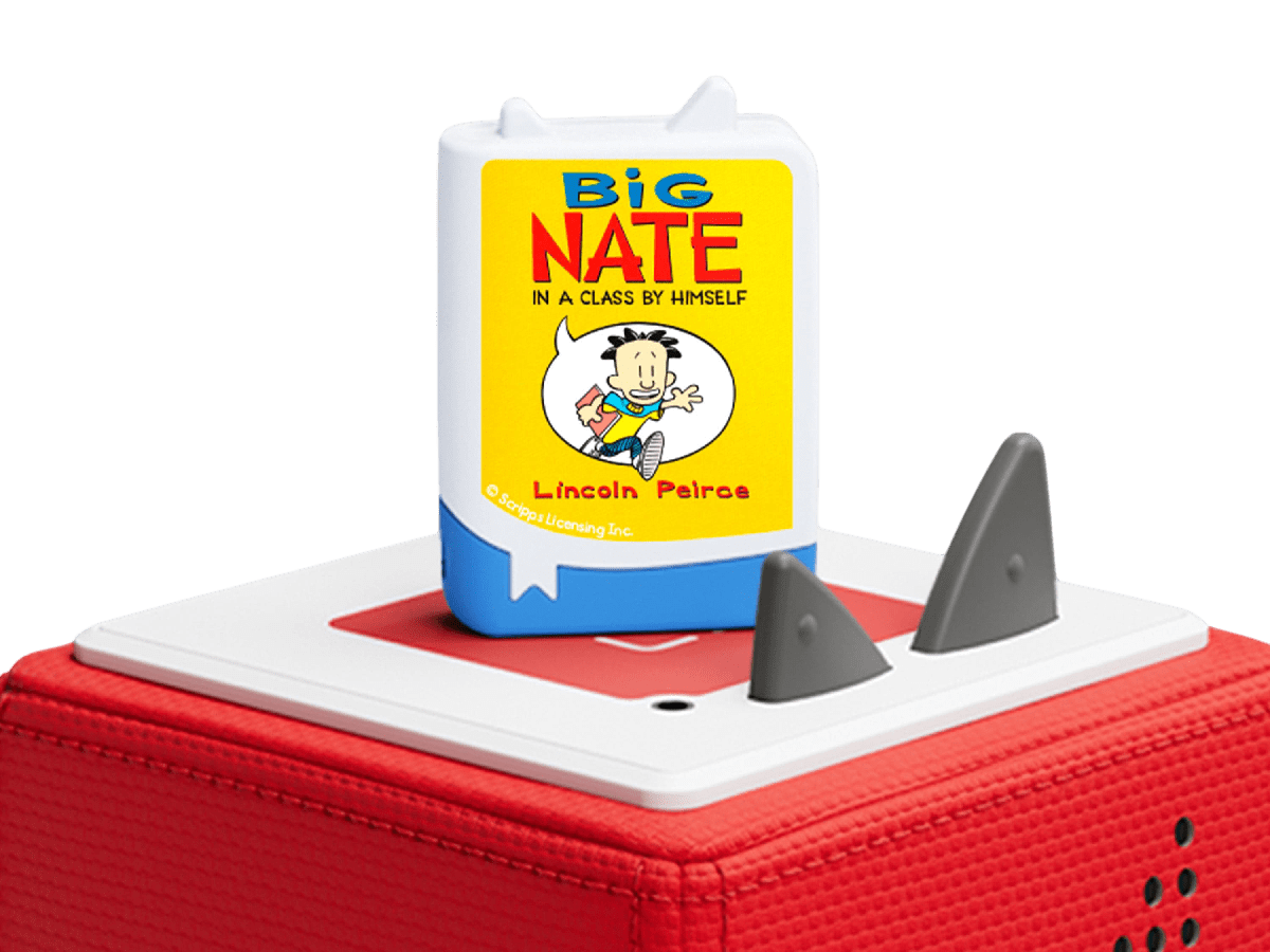 Single Big Nate Audiobook Tonie on a Red Toniebox