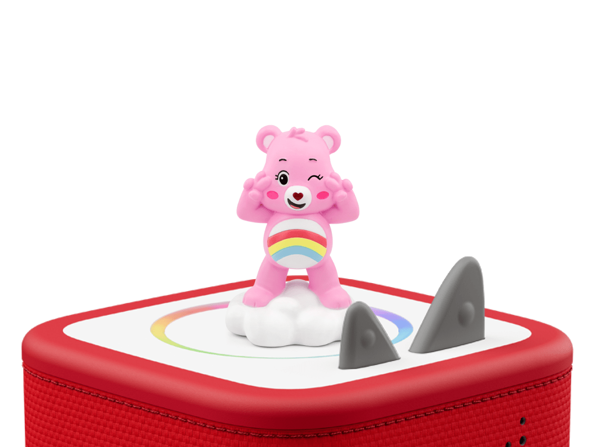 Care Bears: Cheer Bear Tonie on a Red Toniebox