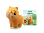My First Tonies Horse audio figurine for the Toniebox, which plays audio content on a red toniebox 2 with content card