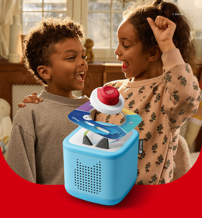 two children playing a disney tonieplay game with the toniebox 2